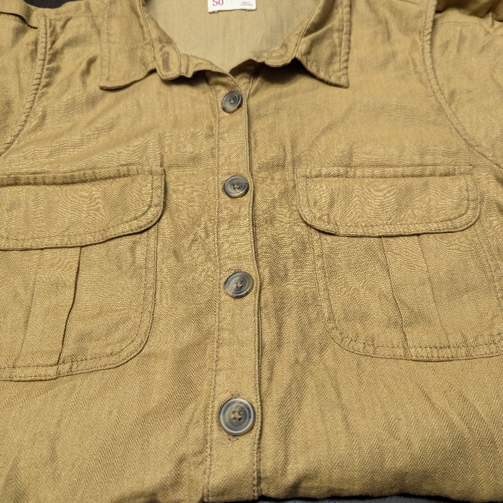 Utility Cargo Romper Sleeveless Jumpsuit Military Button-Up SO Tan Womens XL - Picture 4 of 14